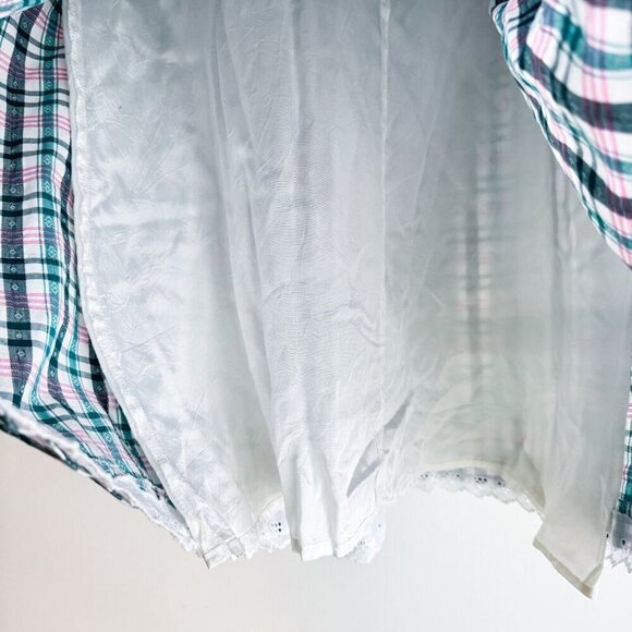 Vintage Check Print Green White Picnic Table Motif Midi Skirt S - Picture 6 of 9